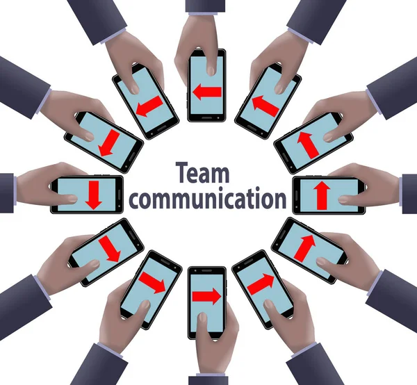 Comunicação Negócios Comunicação Celular Trabalho Equipe Formação Equipe Todos Estes — Fotografia de Stock