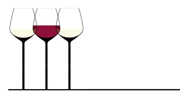 在现代时尚的图形插图中可以看到酒杯 红酒在其中一个杯子里 这是一个例证 — 图库照片