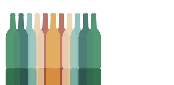 Colorful Silhouettes Wine Bottles Seen One Glass Wine Muted Colors — 图库照片