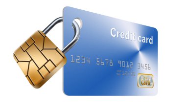 Emv güvenlik çipi kredi kartlarında bir asma kilit güvenlik çipi sağlar temsil etmek için bu sahte kredi kartı açık olduğundan.