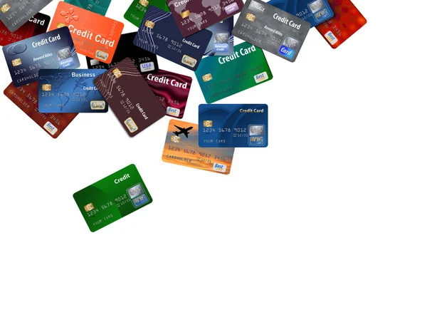 Grande Número Cartões Crédito Crédito Genérico Débito São Vistos Flutuando — Fotografia de Stock