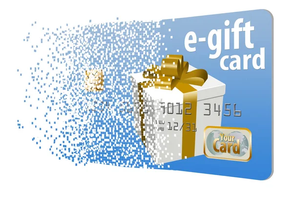 Een Virtuele Gift Card Assimileert Uit Een Veld Van Pixels — Stockfoto