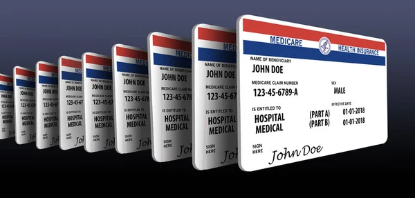 Цій Ілюстрації Макет Загальний Сша Уряд Медичного Страхування Medicare Картка — стокове фото