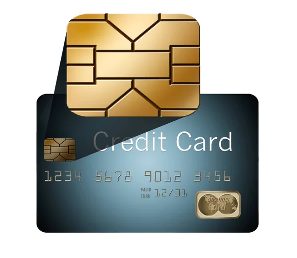 Here Exploded View Emv Security Chip Coming Out Credit Card — Stock Photo, Image