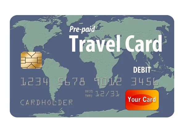 Here is generic travel credit card isolated on a white background.
