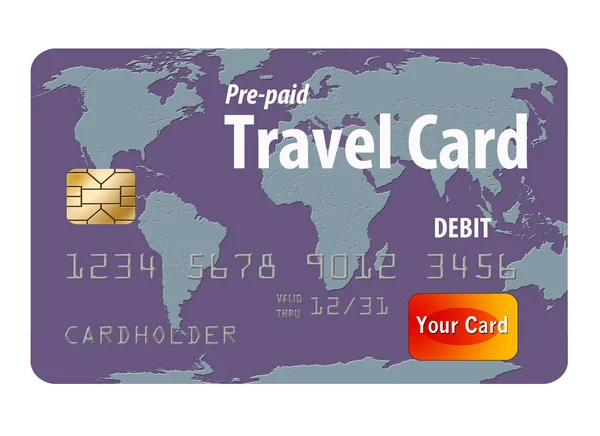 Here Generic Travel Credit Card Isolated White Background — Stock Photo, Image