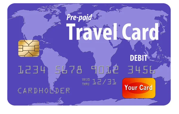 Here Generic Travel Credit Card Isolated White Background — Stock Photo, Image