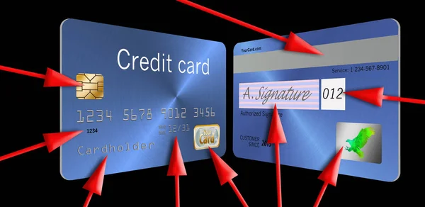 Here Illustration Features Security Features Credit Card Including Hologram Magnetic — Stock Photo, Image