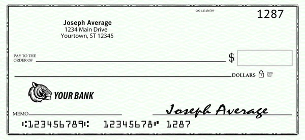 Aquí Hay Cheque Bancario Personal Genérico Simulado Que Una Ilustración —  Fotos de Stock