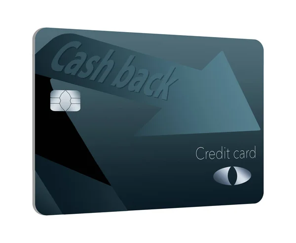 Here is a cash back rewards credit card. It is blue and black with an arrow pointing the direction of the cash coming back to the cardholder.