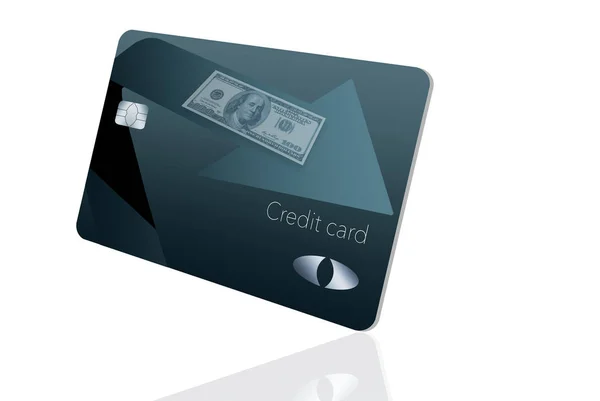 現金背部報酬のクレジット カードです それは青とカードの名義人に戻ってくる現金の方向を指す矢印の付いた黒です — ストック写真