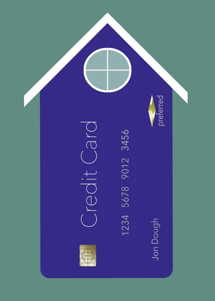 Home improvements, utility bills and repair expenses can end up on your credit card. Here is an illustration about that situation showing homes that have credit card facades. Home owners in credit card debt is the theme.