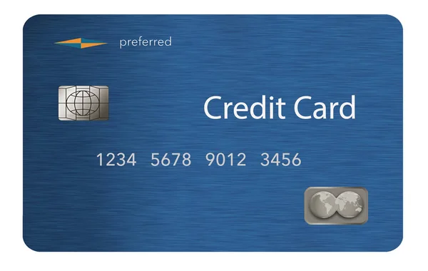 Hier Een Metalen Creditcard Die Blauw Met Een Geborsteld Metalen — Stockfoto