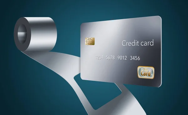 Rozsdamentes Fém Hitelkártyával Látható Egy Tekercs Acéllemezből Láthatjuk Ahol Kártya — Stock Fotó