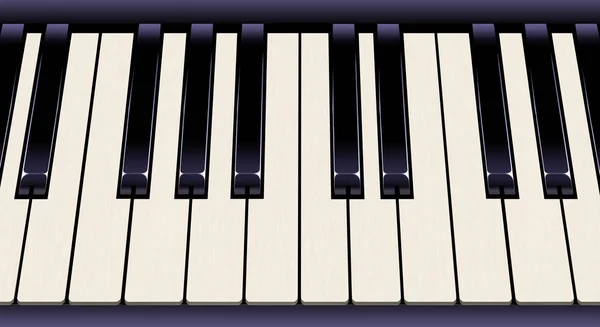 ピアノの鍵盤は暗いキーの青のヒントを持つビューを間近に見られます イラストです — ストック写真