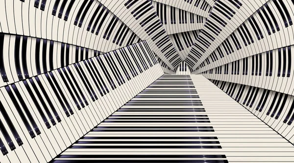 Teclas Piano Vistas Forma Incomum Fazem Design Gráfico Nesta Ilustração — Fotografia de Stock