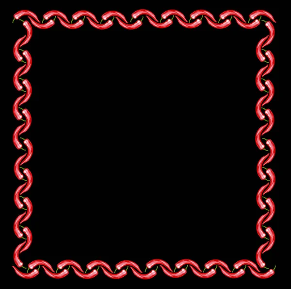 Kırmızı Biber Bir Metin Alanı Bir Çerçeve Oluşturur Kırmızı Biber — Stok fotoğraf