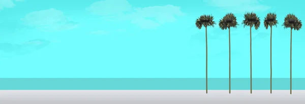 Tady Pohled Tropická Pláž Palmami Ilustrace — Stock fotografie