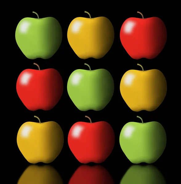 Jabłka Przedmiotem Tej Ilustracji Który Zawiera Genialne Kolory Dramatyczne Oświetlenie — Zdjęcie stockowe