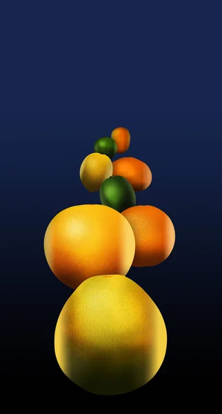 Osiem Popularnych Owoców Cytrusowych Zdjęciu Należą Nich Pomelo Grejpfrut Orange — Zdjęcie stockowe