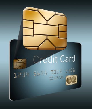 Güvenlik çipi görülür bir Emv yakın çekim kredi kartıyla.