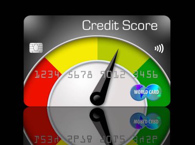 Credit score meters illustrate that credit scores vary from agency to agency which report differing credit scores. clipart