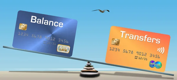 Saldos Cartão Crédito Transferências Saldo São Ilustrados Com Cartões Crédito — Fotografia de Stock