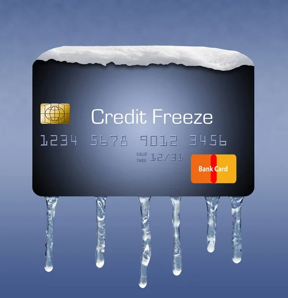 Credit Card Snow Icicles Illustrates Idea Credit Freeze Your Credit — Stock Photo, Image