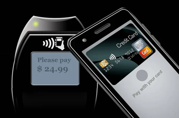 Tap Pay Nfc Transaction Pictured Illustration Involving Virtual Credit Card — Stock Photo, Image