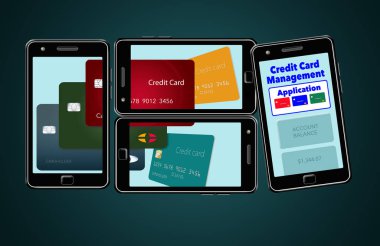 Burada hücre yardımcı uygulamaları yönetmek ve kredi kartları ve kredi kartı harcama takip telefon hakkında bir görüntüdür. Kartları ve uygulama birden çok telefonlar üzerinde görünür. Bu bir örnektir.