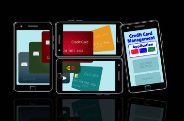 Burada hücre yardımcı uygulamaları yönetmek ve kredi kartları ve kredi kartı harcama takip telefon hakkında bir görüntüdür. Kartları ve uygulama birden çok telefonlar üzerinde görünür. Bu bir örnektir.
