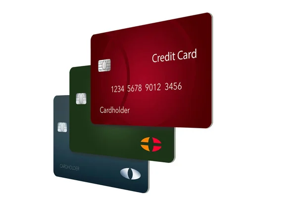 つのクレジット カードは 普通カードの劇的なビューを作る白い面の上に置くカードの 3次元図にその影を落としてください — ストック写真