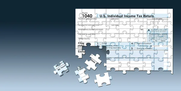 Federal 1040 Forma Imposto Renda Visto Como Quebra Cabeça Com — Fotografia de Stock