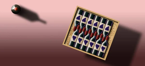 A case of 12 bottles of red wine is shown in this image. This is an illustration of a case of wine.