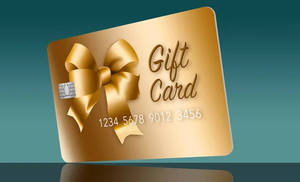 Hier Ist Eine Goldene Prepaid Geschenkkarte Mit Einer Schleife Aus — Stockfoto