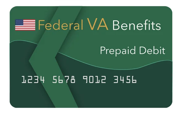 Federal  benefits for Social Security, SSI, VA (Veterans Administration) and more can be paid using a prepaid debit card. Here is a mock prepaid government debit card for a VA recipient. This is an illustration.