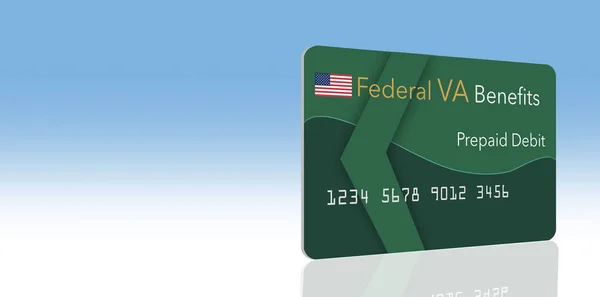 Federal  benefits for Social Security, SSI, VA (Veterans Administration) and more can be paid using a prepaid debit card. Here is a mock prepaid government debit card for a VA recipient. This is an illustration.