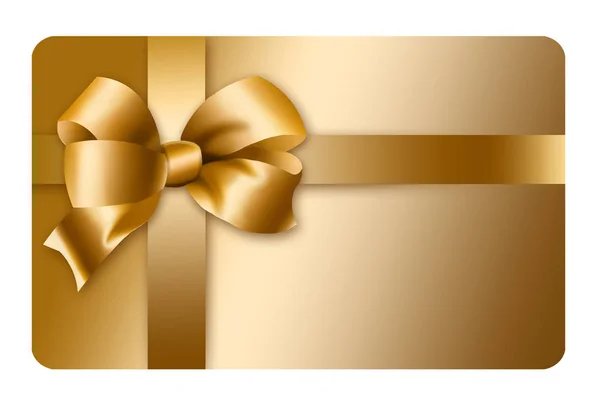 Gold Gift Card Gold Bow Ribbon Pictured Here Isolated Background — Stock Photo, Image