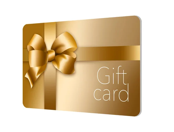 Gold Gift Card Gold Bow Ribbon Pictured Here Isolated Background — Stock Photo, Image