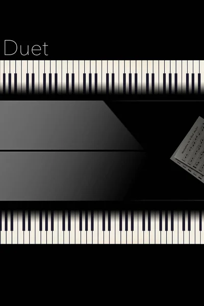 Back Back Duet Teljesítmény Lenyűgöző Kép Sorakoznak Zongora Felülről Illusztráció — Stock Fotó