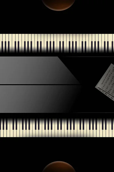 Back Back Duet Teljesítmény Lenyűgöző Kép Sorakoznak Zongora Felülről Illusztráció — Stock Fotó