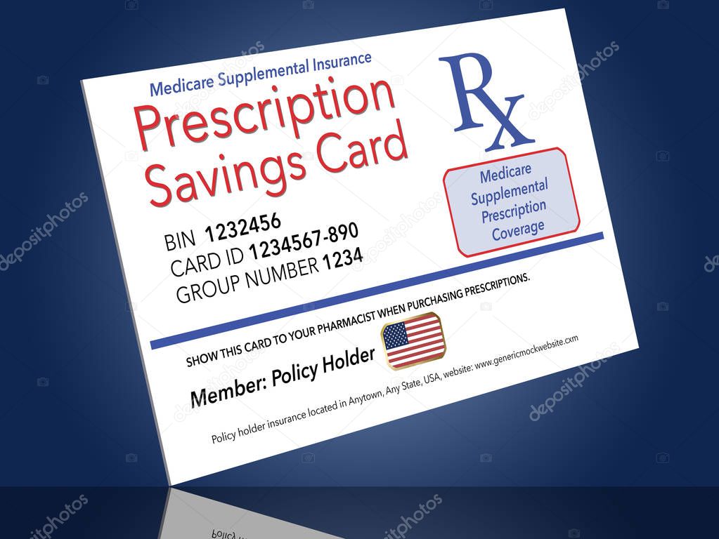 Here is a mock, generic Medicare prescription supplemental insurance card. This is an illustration.