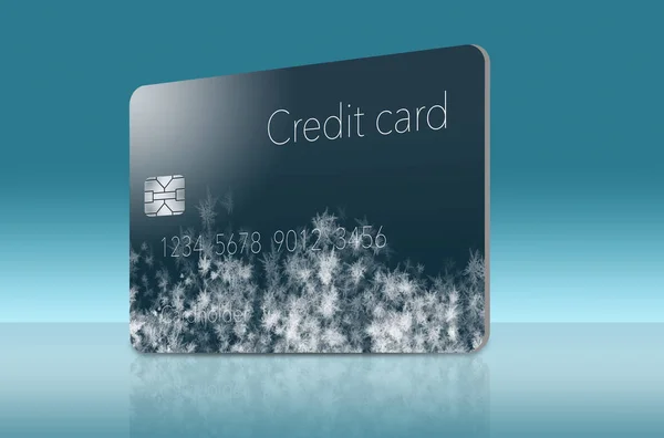 Frost Covered Credit Cards Illustrate Putting Credit Freeze Credit Report — Stock Photo, Image