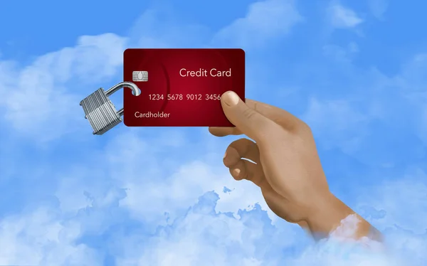 Безпека Вашої Фінансової Інформації Хмарі Предметом Цієї Ілюстрації Кредитної Картки — стокове фото