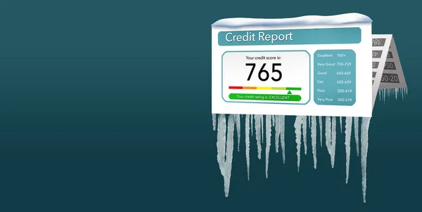 Ein Kreditstopp Oder Das Einfrieren Ihres Kreditberichts Wird Mit Eiszapfen — Stockfoto