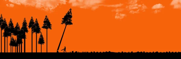 Clear Cutting Forests Use Abuse Natural Resources Topic Illustration Silhouetted — Stock Photo, Image