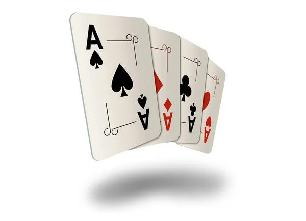 Aquí Hay Cuatro Ases Jugando Las Cartas Una Mano Poker — Foto de Stock