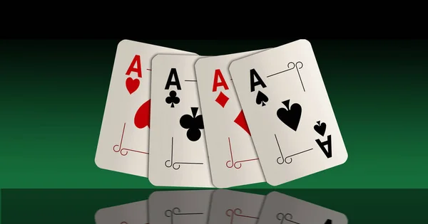 Här Fyra Ess Spelkort Vinnande Poker Hand Detta Illustration — Stockfoto