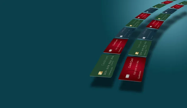 Credit Cards Boog Pagina Omringd Met Ruimte Voor Tekst Andere — Stockfoto