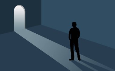 Fırsat çağırıyor. Bir kapı açık ve davetkar bir kişi durumu dikkate alır gibidir. Işık nerede kişi içinde siluet gördüm bir oda içine buharlarının. Bu bir örnektir.